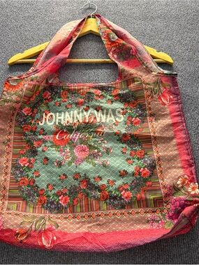 Johnny Was Green and Pink Floral Tote Bag